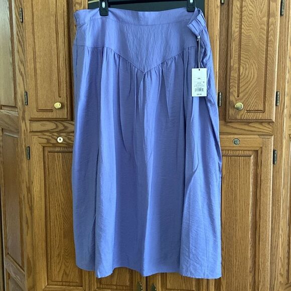 A new day Purple Yoke Front Midi Skirt with slit - Picture 5 of 13